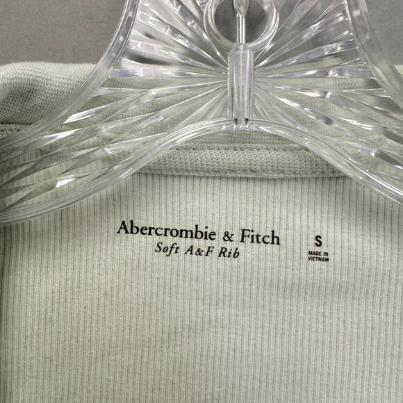 Abercrombie & Fitch Mint Green Ribbed Polo Long Sleeve Cropped Top Size Small‎ - Picture 3 of 11